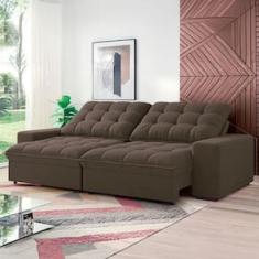 Sofá 4 Lugares Linoforte Benetton com 229 cm de Largura, Assento Retrátil e Encosto Reclinável em Tecido Suede