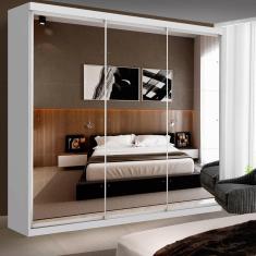 Guarda-Roupa Casal 3 Portas de Correr e 9 Espelhos Ivy Espresso Móveis Branco