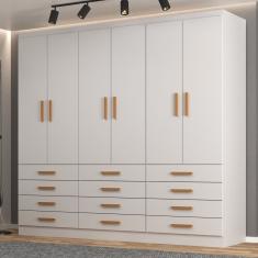 Guarda-Roupa  6 Portas e 12 Gavetas New Mônaco Branco