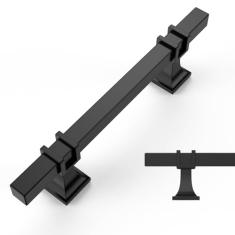 Amerdeco Pacote com 10 puxadores de armário preto fosco de 96 mm (3,75 pol.) Orifício central de gaveta puxadores de armário de armário puxadores de armário de cozinha para puxadores de cômoda de