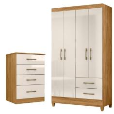 Kit Guarda Roupa Solteiro Chile e Cômoda MS