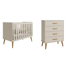 Berço Americano Isis e Cômoda 4 Gavetas Isis Areia