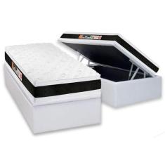 Cama Box Baú Solteiro: Colchão Espuma Castor D45 Black e White Air Dou