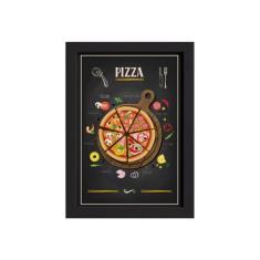 Quadro para Cozinha Pizza Moldura Preta 33x43cm - Quartinhos