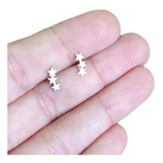 Brinco Infantil 2 Furo Estrela Triplo F. Ouro - Dourado - De Castro Jo