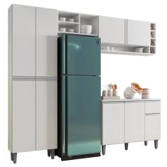 Cozinha Modulada Completa 230cm Com Balcão E Armário Aéreo Vanessa Branco - Ajl Móveis