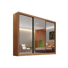 Guarda Roupa 3 Portas de Correr e 4 Gavetas c/ Espelho Passion/Atlanta Cumaru - Novo Horizonte