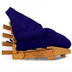 Sofá Cama Casal Futon Tokio Azul Royal Acquablock Madeira Maciça Cor néctar das flores