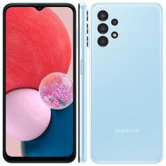 Smartphone Samsung Galaxy A13 Azul, 128GB, 4GB RAM, Tela Infinita de 6.6", Câmera Quádrupla Traseira, Bateria de 5000 mAh e Processador Octa Core