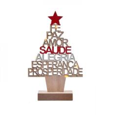 Árvore De Natal Luzes Madeira Desejos Fé Paz Amor Saúde