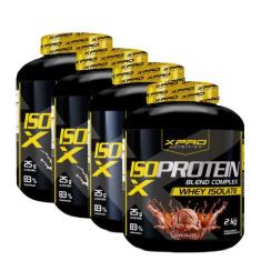 Kit 4x Whey Protein Isolado Iso Blend Complex 2Kg XPro Nutrition, Pudi