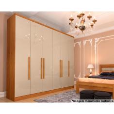 Guarda Roupa 6 Portas Veneza C- E 4 Gavetas Cinamomo-off White - Tcil Móveis