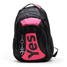 Mochila Nylon 2 Divisões e Bolso Frontal - YES PRETO / ROSA