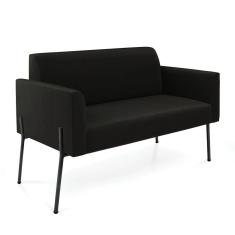 Sofá Namoradeira 2 Lugares Pé de Ferro Preto Marisa Suede Preto D03 - D`Rossi