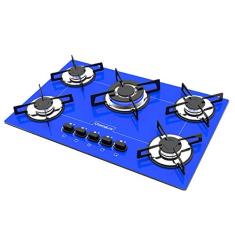 Cooktop 5 bocas Chamalux Tripla chama Bivolt Trempe de Chapa Azul