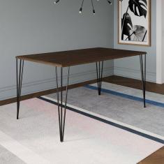 Mesa Elen Tampo Retangular 140 X 80 Cm De Madeira Amêndoa Asturias - Cor: Marrom