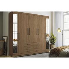 Guarda Roupa Casal 8 Portas (2 c/ Espelho) e 6 Gavetas c/ Pés Master 8.6 Jatobá - Santos Andirá
