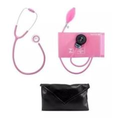 Esfigmomanômetro + Estetoscópio Duplo Várias Cores - Bic,  Rosa