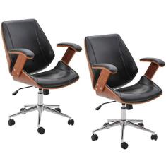 Kit 02 Cadeiras de Escritório Diretor Giratória com Regulagem de Altur