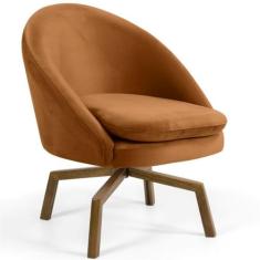 Poltrona Decorativa Sala de Estar Giratória Rebeca Veludo Telha - Gran