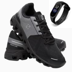 Tênis Masculino Esportivo Academia Caminhada Ultra Leve Com Relógio-Masculino