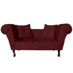 Recamier Divã Namoradeira Dubai Capitonê Suede Bordô - DS Estofados - 