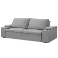 Sofá Retrátil Reclinável 3 Lugares 225cm Baluart F05 Veludo Grafite - Mpozenato