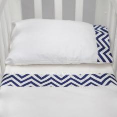 Jogo De Lençol Para Mini Berço 3 Peças Chevron Azul Marinho - Tropical