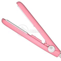 Mini Chapinha Prancha Portátil 17Cm Bivolt Profissional Rosa