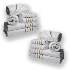 Jogo De Toalhas 12pcs 4 Banhos 4 Rosto 4 Tapetes Branco