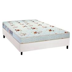Cama Box Casal: Colchão Espuma Luckspuma Roland Garros Pro + Base Crc Courano White(138X188)