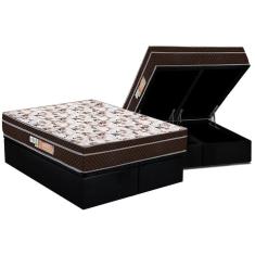 Cama Box Baú Queen: Colchão Anatômico Polar D28/Ep Orthopremium Hiper Resistence+Base Black(158X198)