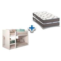 Colchão D33 Ortobom (2Un) + Beliche Ema Branco