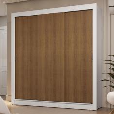 Guarda-Roupa Casal 3 Portas de Correr Branco/Rustic Sublime Madesa