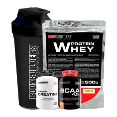 Whey Protein 500g +  Creatina 100g + BCAA 4.5g 100g + Coqueteleira - Bodybuilders-Unissex