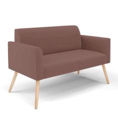 Sofá Namoradeira Pés Palito Natural Marisa Veludo - DRossi, Rose