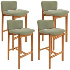 Kit 04 Banquetas Alta Para Cozinha Sala de Jantar Bar Dara L02 Bouclê Oliva - Lyam Decor