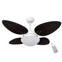 Ventilador de Teto Casa H Volare Petalo Quad Tabaco Branco com 3 Velocidades Controle Remoto 220V