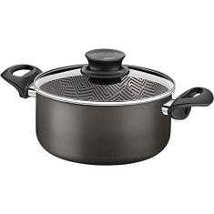 Caçarola Tramontina Paris em Alumínio com Revestimento Interno e Externo em Antiaderente Starflon Max Chumbo com Tampa de Vidro 20 cm 2,9 L