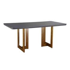 Mesa Patros 180 cm Madeira e Vidro Mobillare - Grafite com Imbuia