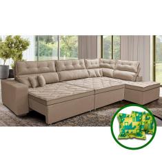 Sofá de Canto Retrátil e Reclinável Direito 3,40x2,36m Molas Cama inBox Espanha. Velusoft