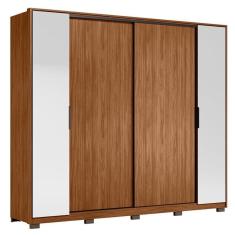 Guarda Roupa Casal Laredo Nogueira Touch Flex com Espelho e Pés Demóbile - Demartêz