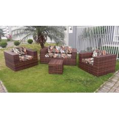 Conjunto de Sofá Fibra Sintética Cidade do México - 1 Sofá 2L + 2 Polt