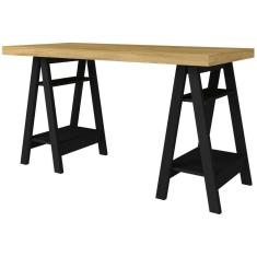 Escrivaninha Art Ii Mesa Estilo Cavalete Com Prateleiras Olmo Preto