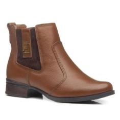 Bota Pegada Feminina Cano Curto em Couro Terracota 282003-09-Feminino