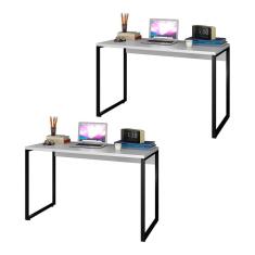 Kit 2 Escrivaninhas Mesas de Escritório Studio Industrial 120 M18 Branco – Mpozenato