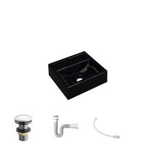 Kit Cuba Q32 C/Válvula Click 1''G + Sifão Pvc + Flexível Preto