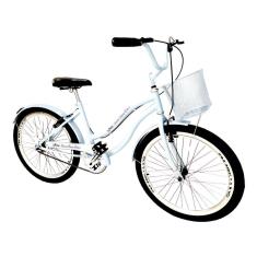 Bicicleta feminina aro 26 passeio sem marchas c/ cesta Branc