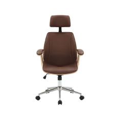 Cadeira para Escritório Office Lisboa Natural e Pu Marrom