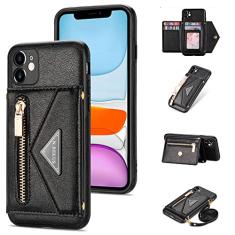 Furiet Capa carteira compatível com iPhone 11 Pro 5.8 com suporte para cartão de crédito e alça de ombro PU couro com zíper bolso flip capa carteira para iPhone 11pro iPhone 11 i XI 11s 11pro feminino